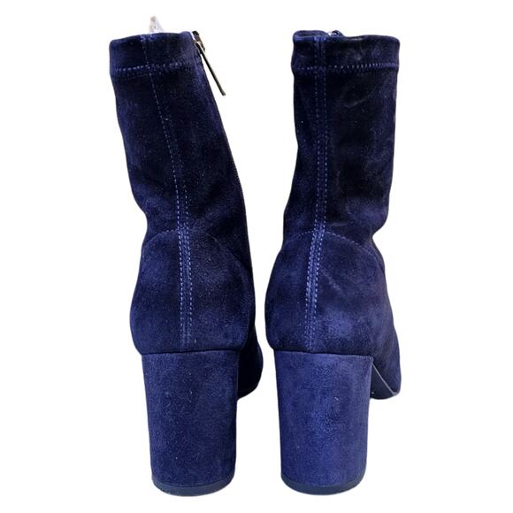 Blue Suede Boots Aquatalia Briana Size 7 Weatherproof Leather Bootie Zip Heeled - Picture 5 of 13